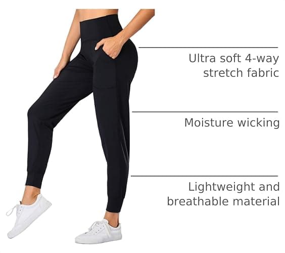 Oalka Women's Joggers High Waist Yoga Pockets Sweatpants | Stretchy, Comfortable, Lightweight, Sports, Workouts, Running, Gym, Casual, Athletic, Travel Trousers For Women thumbnail 4