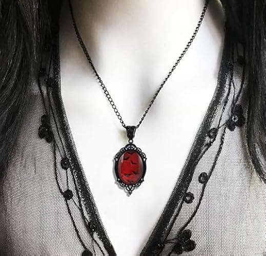 YWMAN Gothic Vampire Bat Earrings Necklace Set - Vintage Dark Bat Earrings Blood Pendant - Mystic Witch Jewelry Gifts Halloween Costume for Women thumbnail 5