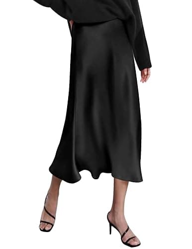 Zeagoo Skirts for Women High Waist Skirt Elegant Midi Skirt Satin - Image 1