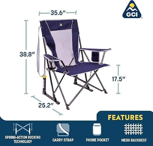 GCI Outdoor Comfort Pro Rocker Camping Chair | Portable Folding Rocking Chair with Durable Armrests & Drink Holder — Floral thumbnail 3