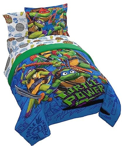 Jay Franco Nickelodeon Teenage Mutant Ninja Turtles Full Comforter Set - 7 Piece Bedding Includes Sheet Set & Pillow Covers - Super Soft Mutant Mayhem Microfiber Bed Set - Image 1