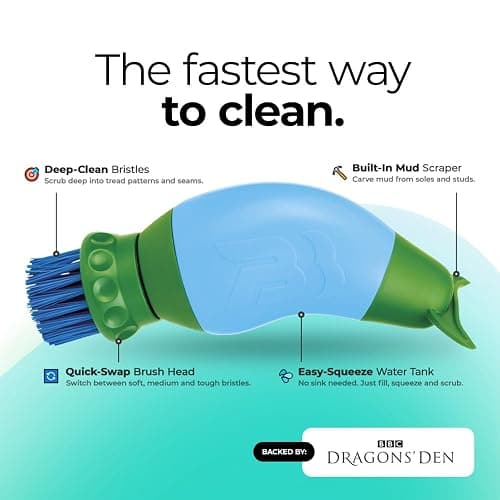BootBuddy Shoe & Boot Cleaner Brush – Footwear Cleaning Kit for Hiking Boots, Golf Shoes, Football Boots, Running Shoes & Wellies – Cleans Mud, Dirt & Stains in Minutes – As Seen on Dragons’ Den thumbnail 5