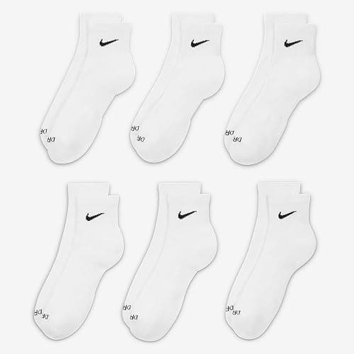 Nike Mens Everyday Cushion Ankle Socks 6-Pack Sx6899, White, Medium thumbnail 2