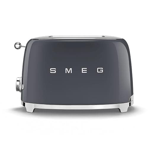 Smeg 50's Retro Style 2-Slice Toaster, 6 Browning Levels, Toast 1 Side, Reheat or Defrost, Removable Stainless Steel Crumb Tray, Slate Grey, TSF01GRUS - Image 1