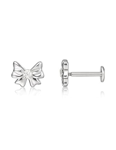 Limerencia 2Pcs 18g Titanium Internally Threaded Tragus Piercing Jewelry Nose Studs Flat Back Earrings Labret, Lip, Helix, Cartilage, Conch, Medusa Piercing for Women Men Sensitive Ears - Image 1