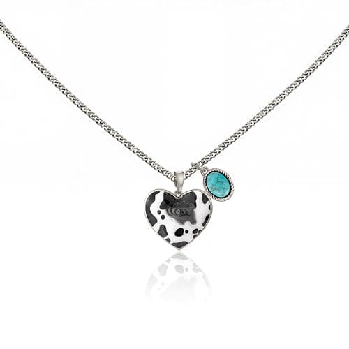 Wrangler Heart Turquoise Pendant Necklace, Gold Plated Western Jewelry | Turquoise Jewelry for Women, 14K Natural Stone, Vintage Gold & Antique Silver Plated, Skin-Friendly Copper, Gift Box - Image 1