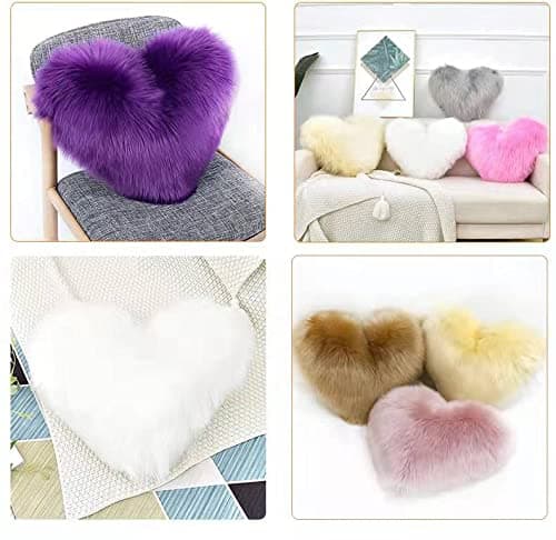 Yanyan Cushions Covers Fluffy Washable Heart Shaped Soft Decorative Cushion Cover for Living Room Sofa Bedroom (Pink) - Image 1