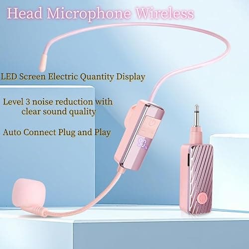 Head Microphone Wireless, Head Sets with Microphones, Bluetooth Headset Mic Ideal for Speakers PA System Voice Amplifier Wireless Microphone megaphone for Teacher, Tour Guides, Fitness Instructor thumbnail 8