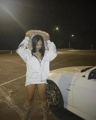 GESALOP Oversized Y2k Zip Up Hoodie Fur Jackets Winter Teen Emo Grunge 2000s Clothes Vintage Streetwear Women Men thumbnail 3