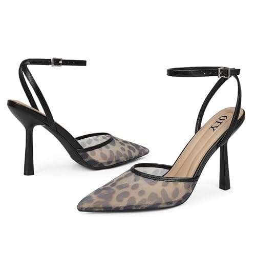 QIY Closed Toe Ankle Strap Heels Women Pumps Pointed Toe Heeled Sandals for Women Stiletto Wedding Dress Shoes thumbnail 6
