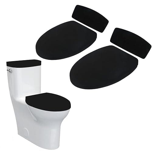 2Set Toilet Lid Cover and Toilet Tank Lid Cover Toilet Cover with Elastic Bottom Fabric Cover for A Lid Toilet Tank Toilet Top Cover Back of Toilet Tank Cover Replacement (Black) - Image 1