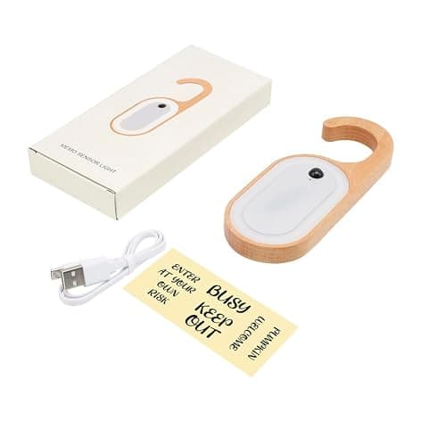 Leapair Wooden Message Memo Motion Sensor Door Key Night Light, Doorknob Board LED Door Lock Lamp, Rechargeable Doorhandle Warm Light Hook Design for Bedroom, Bathroom thumbnail 3