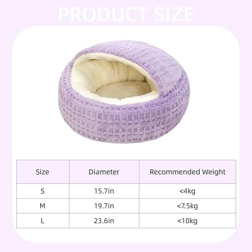 Plush Cat Bed Hooded Semi Enclosed Shell Shaped Pet Nest Cozy Warming Anti-Slip Small Dog Bed for Puppy and Kitten thumbnail 3