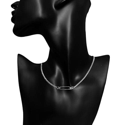 POYAMUSE Minimalist Safety Pin Pendant Necklace for Women - Silver Paperclip Chain Necklace - Unique Fashionable Collarbone Jewelry thumbnail 2
