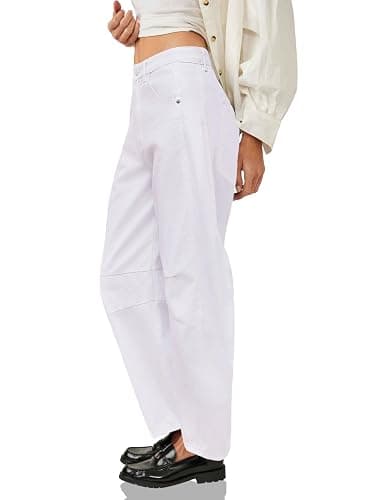 PLNOTME Women's Baggy Boyfriend Jeans Vintage Wide Leg Mid Rise Barrel Denim Ankle Pants thumbnail 4