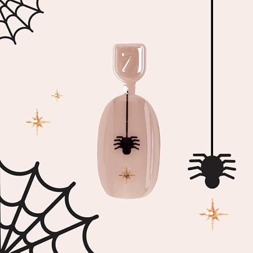 Olive & June Kids Halloween Press-On Nail Tabs, Super Stick, S/M Round, Caught in a Cute Web Design, 28 Nail Tabs thumbnail 3