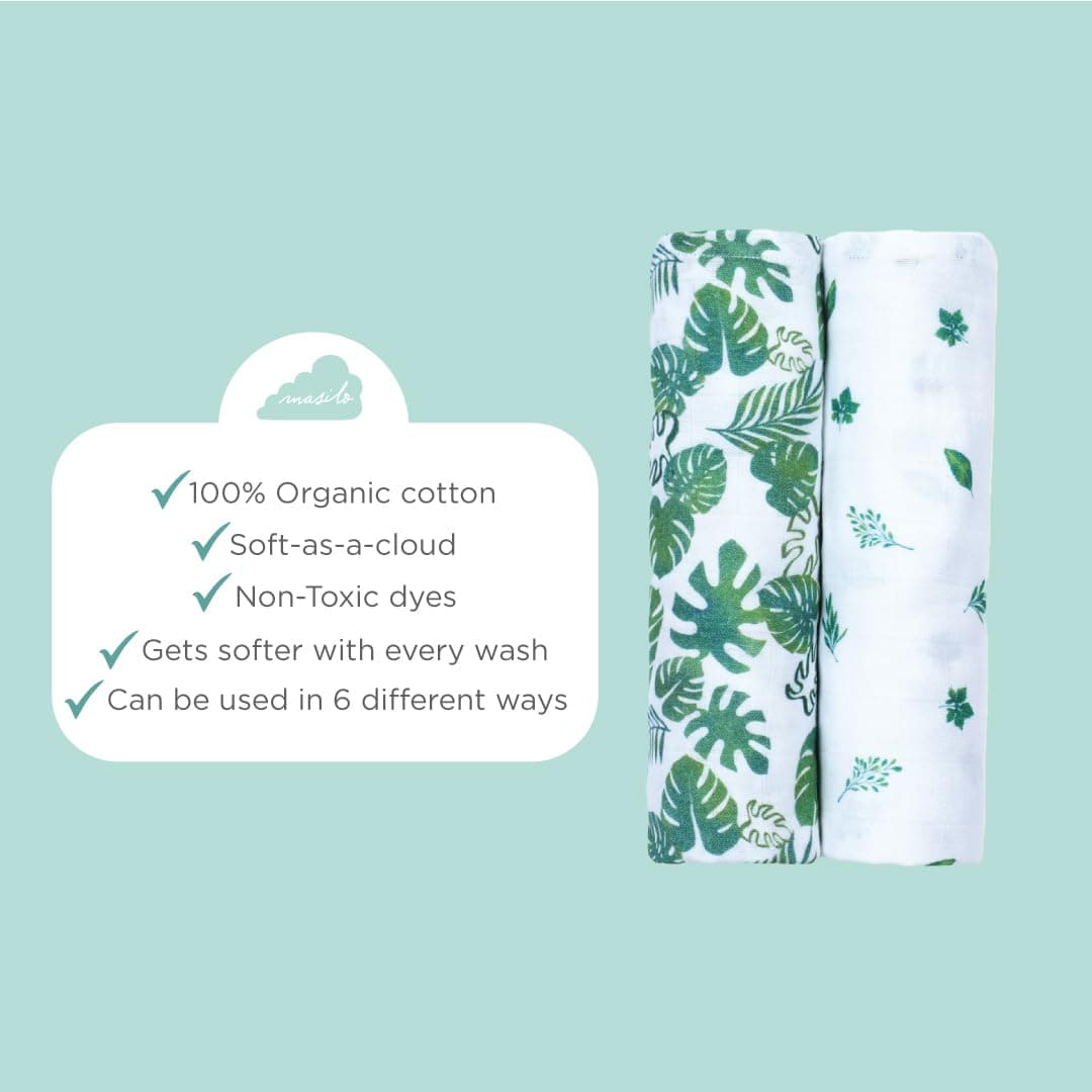 Masilo 100% Silky Soft Cotton Swaddle Wrap/New Born Swaddle Blanket/Multiuse Muslin Cloth Swaddle/Swaddle Gift Set/Soft Baby Wrap/Pack of 1/42 x 42 in - Bloom thumbnail 6