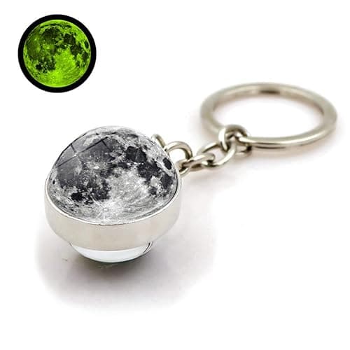 HUNO Glow In The Dark Solar System Planet Keychain Earth Saturn Moon Sun Luminous Galaxy Keyring-Saturn - Image 1