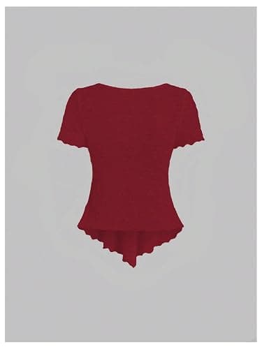 SOLY HUX Women's Y2k Mesh Short Sleeve Shirts Bowknot Deep V Neck Going Out Tee Tops thumbnail 2