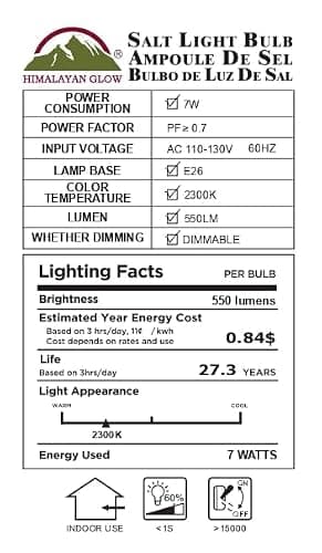 Himalayan Glow Salt Light Bulbs 60-Watt Equivalent, Warm Amber Glow, 7 watts, 2 Count (Pack of 1) thumbnail 8