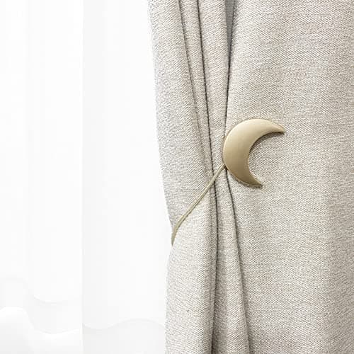 Magnetic Curtain Tiebacks Clips Decorative Rope Holdbacks 1 Pair Gold Moon and Star Shape Window Curtain Drape Tie Backs for Window Draperies Hold, Bedroom Home Décor (1pc Moon +1pc Star) thumbnail 8