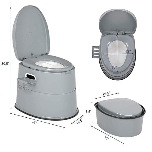 VINGLI Portable Toilet | Indoor Outdoor Commode w/Detachable Inner Bucket & Removable Paper Holder, Lightweight & Compact for Camping, Boat, Van, Emergency Use (Grey) thumbnail 7