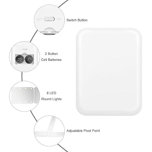 Kakuje Compact Mirror, 1X/3X Magnification LED Pocket Mirror with Nternal BIattery, Mini Mirror for Purse, Pocket,Travel and Present (White) thumbnail 3