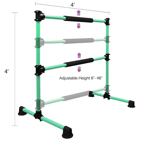 Wesky Double Ballet Barre Portable 4FT Adjustable Freestanding Ballet Barre Fitness Stretching Dancing Bar for Home Studio Adult and Kids thumbnail 2