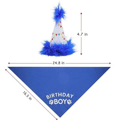 BINGPET Dog Birthday Party Supplies,Dog Birthday Hat Bandana Set,Soft Birthday Boy Triangle Scarf and Number Hat, Cute Birthday Party Supplies with 0-8 Figures for Small Medium Large Dogs Pets thumbnail 3