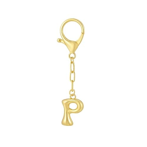 GAOKOXI Gold Bubble Initial Keychain Charm for Women Chunky Bag Purse Charms A-Z Letter Key Chains for Handbag Accessories - Image 1
