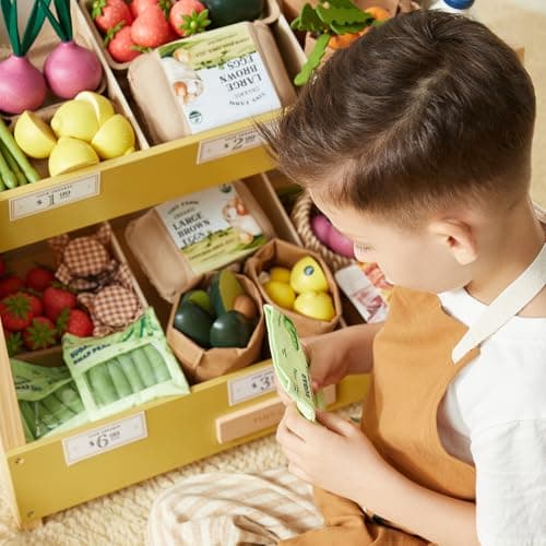 Tiny Land Wooden Play Food Set Bundle Includes 50 PCS of Fruits, Veggies, Meats, Seafood, Eggs & Dairy thumbnail 7