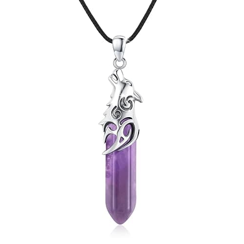 CUOKA MIRACLE Wolf Necklace 925 Men Sterling Silver Wolf Crystal Pendant Wolf Head Jewelry Wolf Gift for Men Women - Image 1