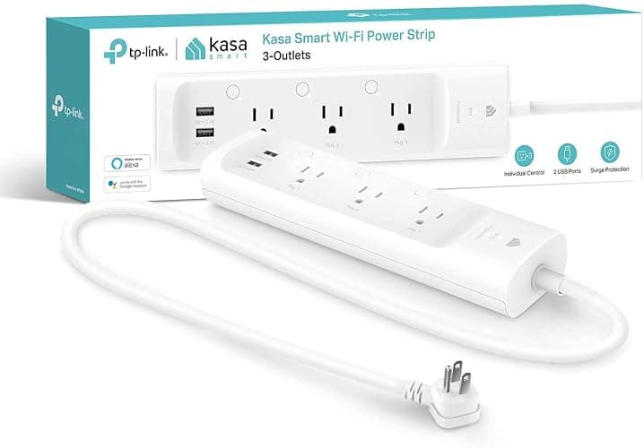 Kasa Smart Plug Power Strip by TP-Link (KP303) - Surge Protector with 3 Smart Outlets and 2 USB Ports, Works with Alexa Echo and Google Home, 2.4 Ghz Wifi Required, No Hub Required - Image 1