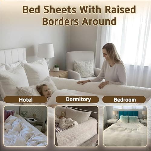 Bed Sheet with Padded Borders –Sherpa Fitted Sheet with Raised Edges for Secure Sleep, Soft Nest-Like Enclosure, Non-Slip Deep Pocket, Breathable & Machine Washable,Full: 75" x 54" x 14" thumbnail 7