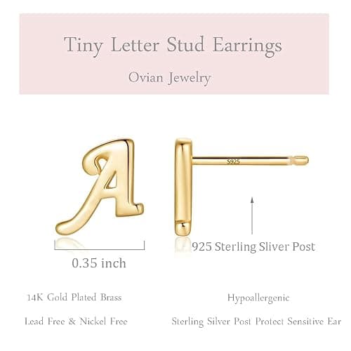 Initial Stud Earrings for Women thumbnail 6