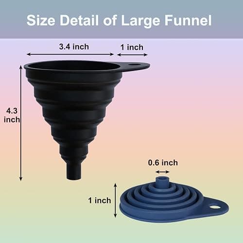KongNai Silicone Kitchen Funnel Set of 4 | Funnels for Kitchen Use, Food Grade Silicone Funnel，Ccollapsible Funnel Different Size Large and Small thumbnail 2