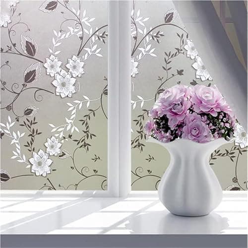 Hoonng Window Privacy Film for Glass, Floral Removable Static Film, 17.5x78.7 Inch thumbnail 2