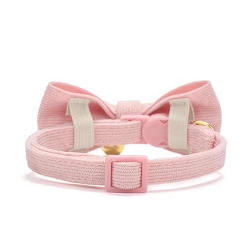 YUDOTE Breakaway Cat Collar with Bow Tie and Bell Adjustable Soft Corduroy Pink Kitten Collars for Girl Cats thumbnail 2