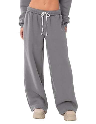 HeSaYep Women's Fleece Lined Sweatpants Wide Leg Thermal Winter Warm Baggy Sweat Pants with Pockets - Image 1