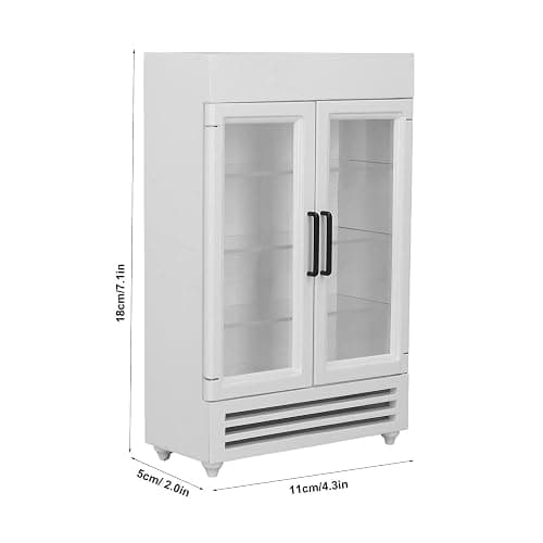 Wood Miniature Refrigerator, Portable Miniature Wood Fridge for 1:12 Dollhouse (White) thumbnail 2