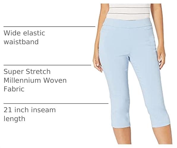 Briggs New York Women's Pull on Stretch Capri Pants High Waist Crop Straight Leg with Pockets 21” Inseam thumbnail 3