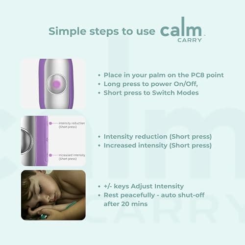 Glowco CalmCarry Sleep Aid Device – Handheld Microcurrent Relaxation Tool, Supports Calm, Focus & Gentle Relief, USB Rechargeable, Portable Wellness Device for Adults & Kids | Purple Calm Carry thumbnail 3