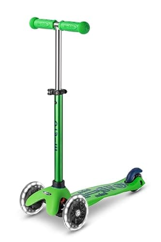Micro Kickboard Mini Deluxe LED Three-Wheeled Lean-to-Steer Swiss-Designed Micro Scooter - Green/Blue
