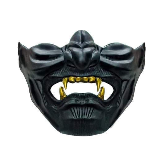 Vercico Oni Samurai Mask Half Face Japanese Warrior Mask Ghost Warrior Character Masks Novelty Halloween Party Cosplay Costume Cool Halloween Cosplay Prop for Boys Girls Adults Kids Party Accessory thumbnail 8