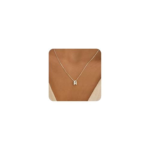 MARYLAX 14K Gold Plated Bubble Letter Necklace, Tarnish Free and Waterproof Dainty Initial Necklace for Women, Trendy Personalized Gold Jewelry Gift for Her - Image 1