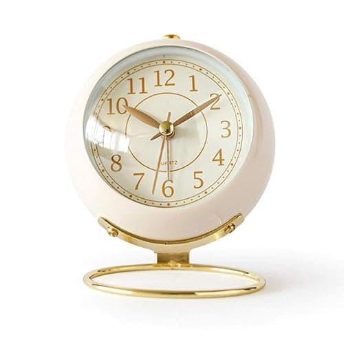 SHISEDECO Small Tableclocks Classic Non-Ticking Tabletop Alarm Clock with Backlight, Battery Operated Astronaut Deskclock with HD Glass for Living Room Bedroom Bedside Indoor Decor (White) - Image 1