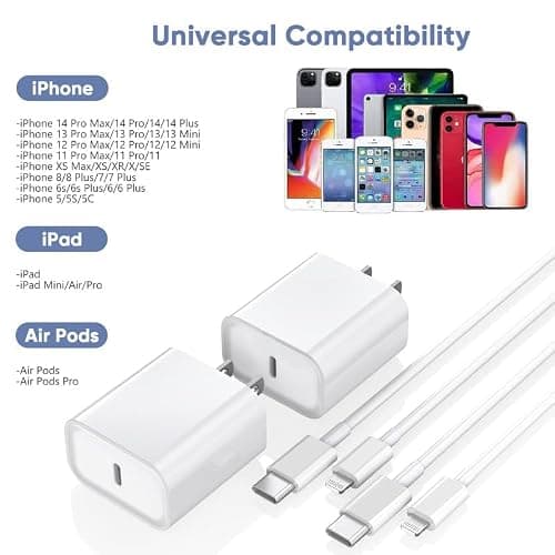 Fast Charger iPhone,10FT iPhone Charger,Long 10Feet Fast Apple Charger USB C to Lightning Cable Cord 2Pack Type C Wall Charger Box Block Plug for iPhone 14/14 Pro Max/14 Plus/13/13 Mini/12/11/X/XR/SE thumbnail 6