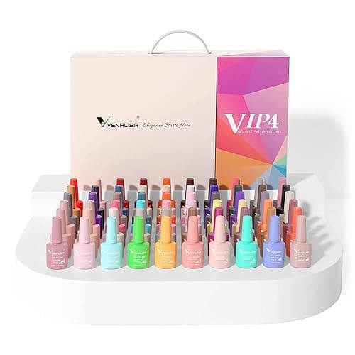 VENALISA VIP4 65PCS Gel Nail Polish Set, 60 Colors 7.5ML White Black Pink Nude Gel Polish Colors Nail Art Starter Kit - VIP4 - Image 1