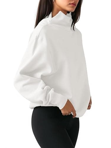 Fisoew Women's Oversized Turtleneck Sweatshirt Long Sleeve Pullover Casual Tops thumbnail 2