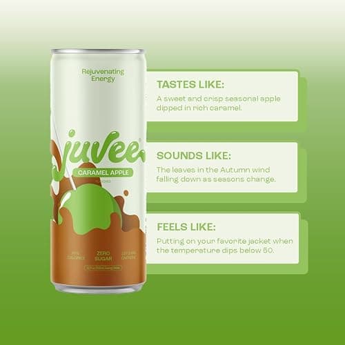 Juvee Rejuvenating Energy Drink – Sugar Free Caramel Apple Flavor, 12 oz Cans (12-Pack) – 128mg Natural Caffeine, Zero Sugar, Low Calorie, Clean Energy & Focus Booster for Daily Use thumbnail 4